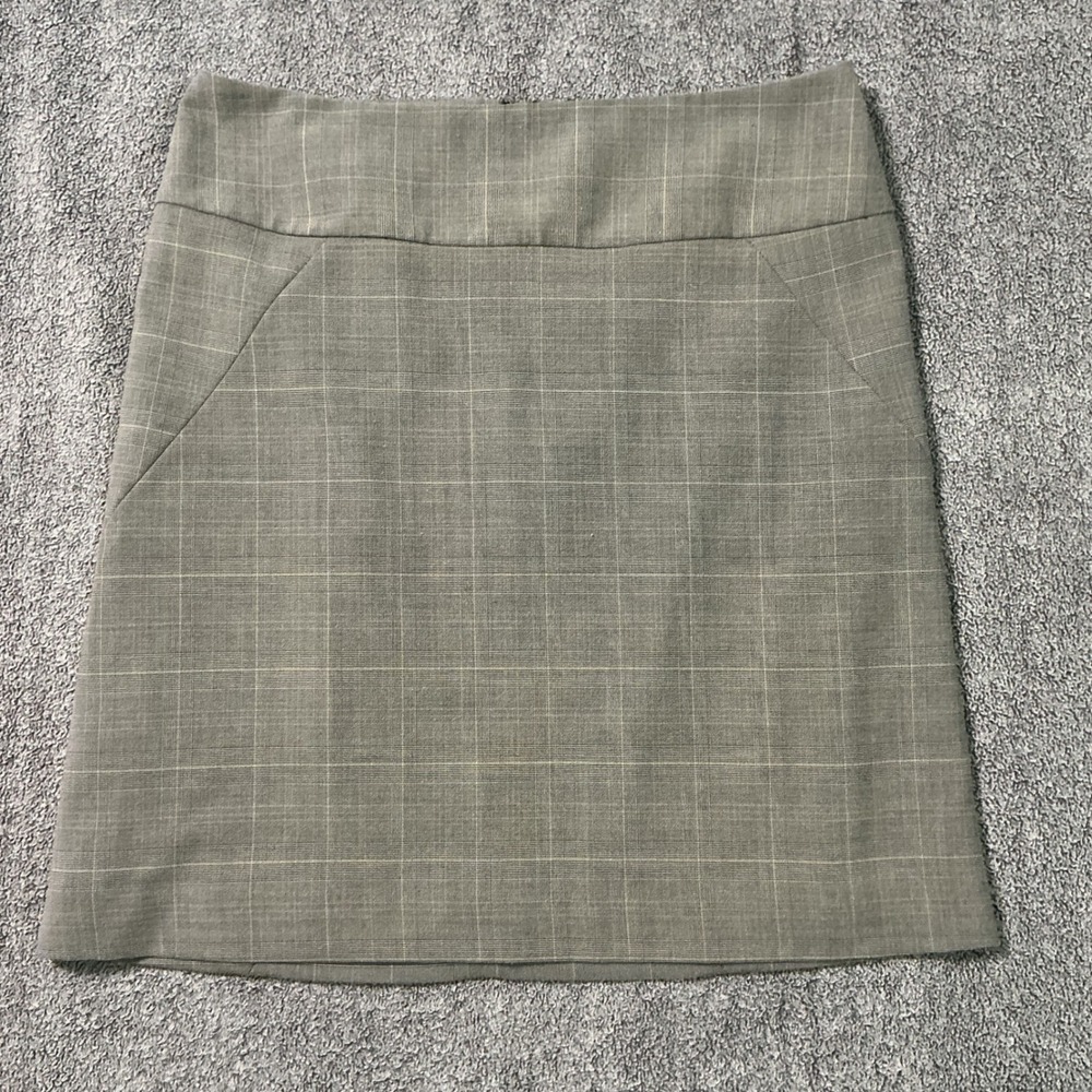 Banana Republic Grey Glen Plaid Mini Skirt Womens 8 Stretch Pockets 807534-00